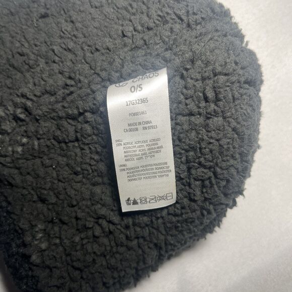 Womens Chaos Beanie Black Fleece Lined Faux Fur Pom Hat One Size Knit Watch Cap - Picture 4 of 6